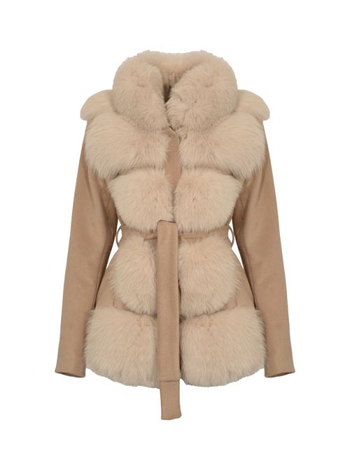 Giacca CD1203 in misto lana e pelliccia di volpe Beige YES LONDON | CD1203BEIGE/BEIGE